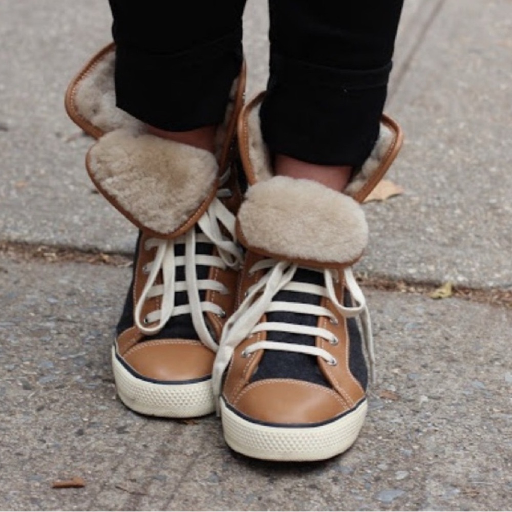 Tory Burch Benjamin Shearling Lined Sneakers - image 1